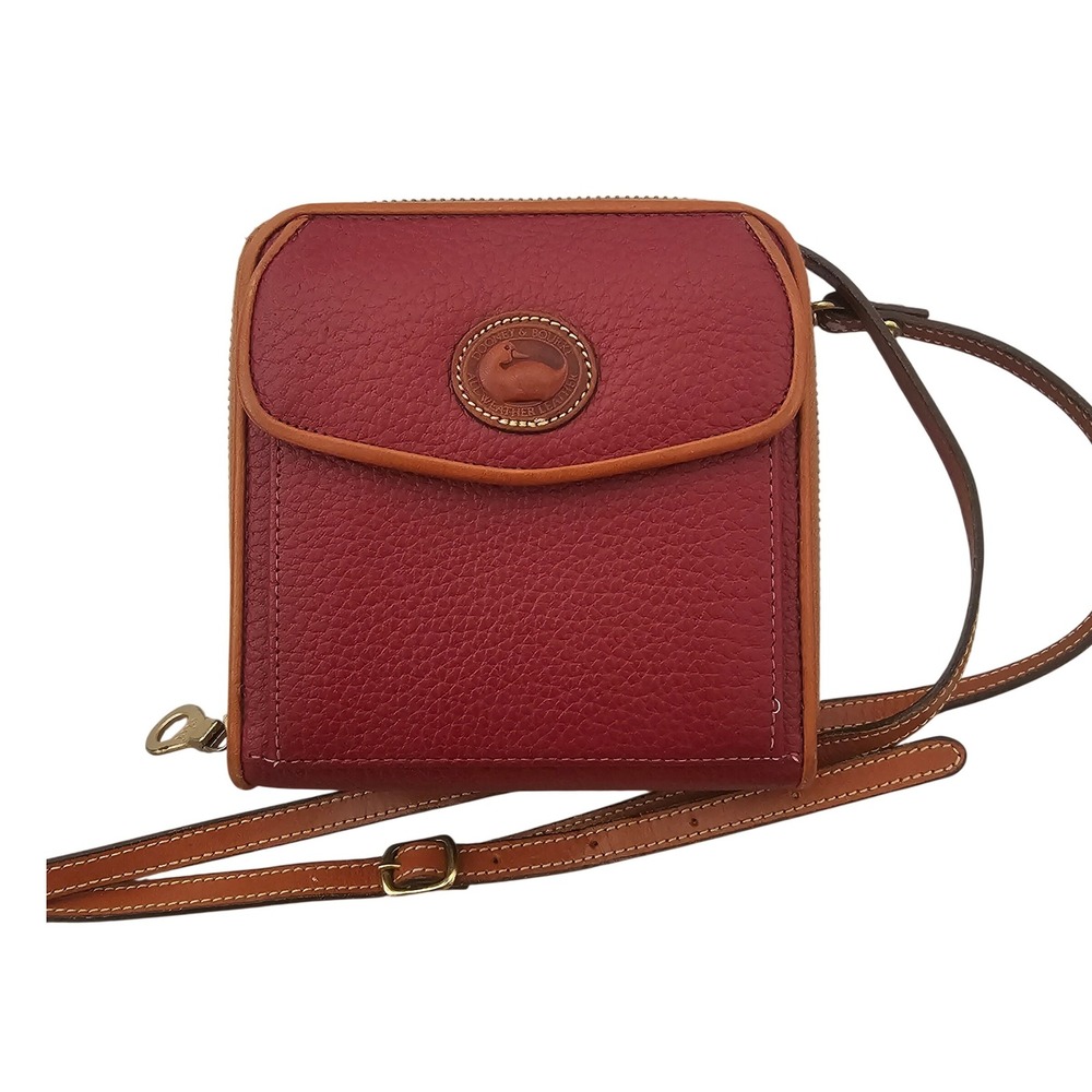 Vintage Dooney & Bourke Zip Along Mini Crossbody Bag Red All Weather Leather AWL
